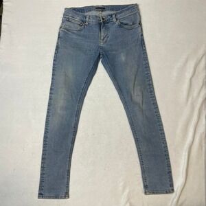 Nudie Jeans Co Tight Terry Blue Ghost Denim Jeans Mens Size 33x32